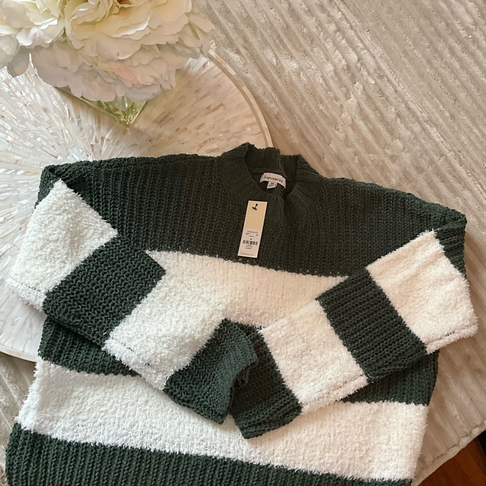 Francesca's Dark Green and Cream is Sweater~ so soft!